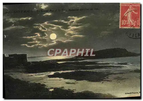 Cartes postales Saint Malo Le Grand Bey Et La Tour Bidouane au clair de lune