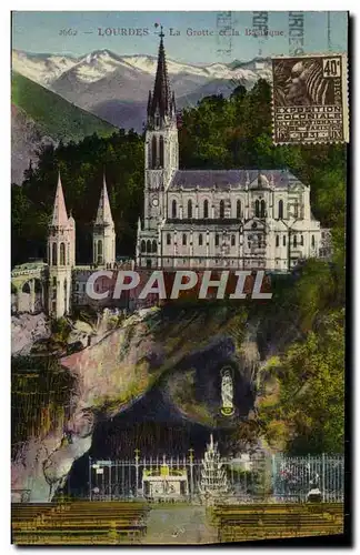 Cartes postales Lourdes La Grotte Et La Basilique