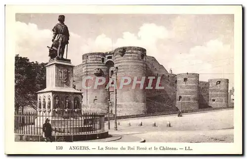 Cartes postales Angers La Statue Du Roi Rene Et Le Chateau