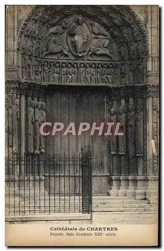 Cartes postales Cathedrale De Chartres Facade Baie centrale