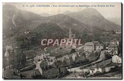 Cartes postales Lourdes Vue Generale Sur La Basilique Et La Route De Pau