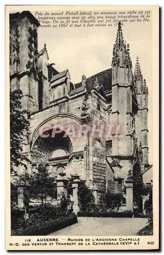 Cartes postales Auxerre Ruines De L&#39Ancienne Chapelle ND des Vertus et transept de la cathedrale