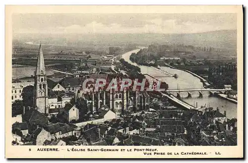 Cartes postales Auxerre L'Eglise Saint Germain Et Le Pont Neuf Vue prise de la cathedrale