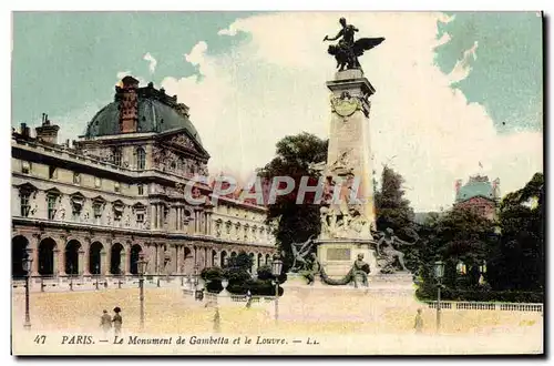 Ansichtskarte AK Paris Le Monument De Gambetta Et La Louvre