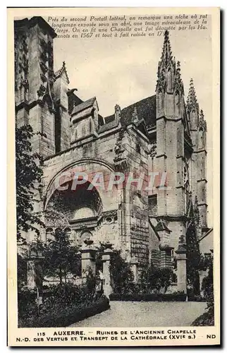 Cartes postales Auxerre Ruines De L&#39Ancienne Chapelle Nd des Vertus et transept de la cathedrale