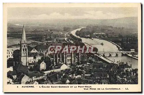 Cartes postales Auxerre L'Eglise Saint Germain et le Pont Neuf Vue prise de la cathedrale