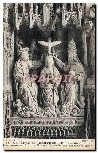 Ansichtskarte AK Cathedrale De Chartres Cloture Du Choeur Couronnement de la vierge Eleve de Jean Soulas