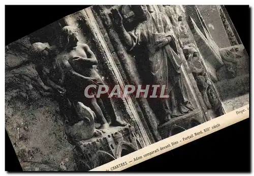 Ansichtskarte AK Cathedrale De Chartres Adam comparait devant Jesus Portail Nord