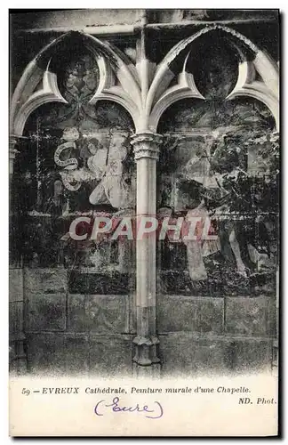 Cartes postales Evreux Cathadrale Pennture Murale D'Une Chapelle