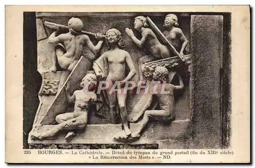 Cartes postales Bourges La Cathedrale Detail Du tympan du grand portail La Resurrection des Morts