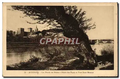 Cartes postales Avignon Les Bords Du Rhone Palais Des Papes Et Pont Saint Benezet