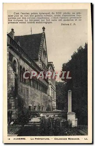 Cartes postales Auxerre La Prefecture Colonnes Romanes