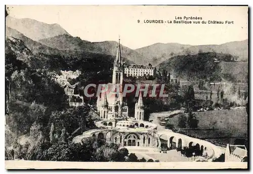 Cartes postales Lourdes La Basilique Vue Du Chateau fort