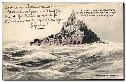 Cartes postales Mont Saint Michel Grande Maree Par un Jour de Tempete