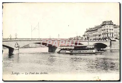 Cartes postales Liege Le Pont des Arches Bateau Peniche