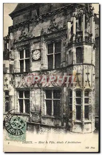 Cartes postales Dreux Hotel de Ville details d&#39Architecture