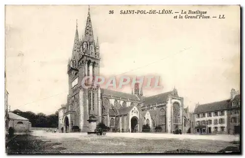 Cartes postales Saint Pol De Leon La Basilique et la Grand Place