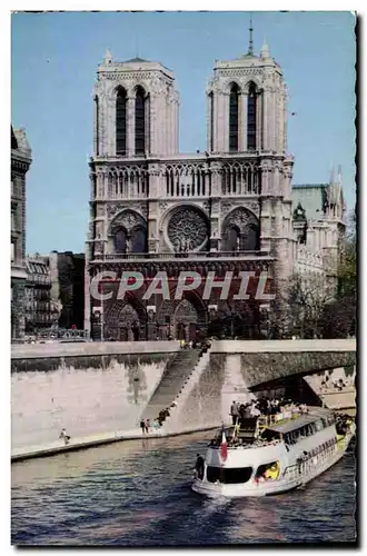 Moderne Karte Paris Notre Dame Notre Dame Bateau Peniche