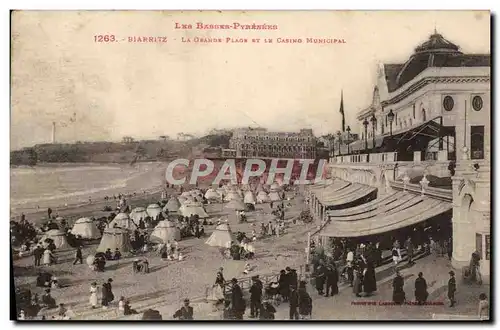 Cartes postales Biarritz La Grande Plage Et Le Casino municipal