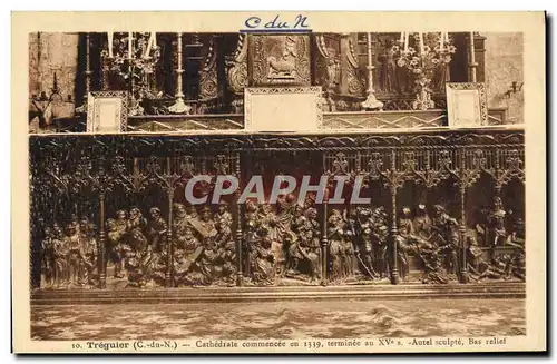 Ansichtskarte AK Treguier La Cathedrale Autel sculpte Bas relief