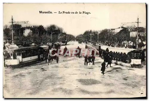 Ansichtskarte AK Marseille Le Prado Vu de la Plage Tramway