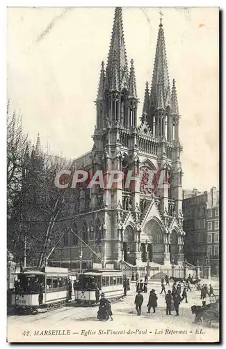 Ansichtskarte AK Marseille Eglise St Vincent de Paul Les reformes Tramway