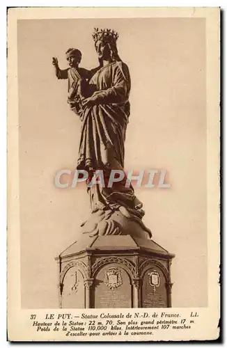 Cartes postales Le Puy Statue Colossale de Notre Dame de France