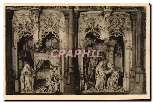 Cartes postales Bourg Eglise de Brou Figures du retable de le chapelle de la Vierge L&#39annonciation et la Visi