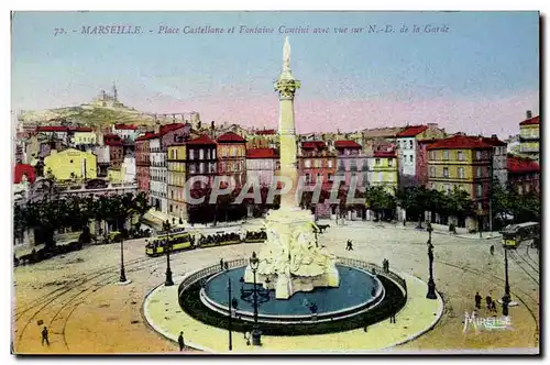 Ansichtskarte AK Marseille Place Castellane Et Fontaine Cantini avec sur sur ND de la Garde