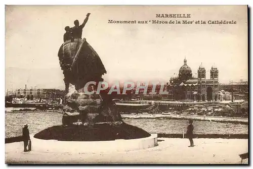 Ansichtskarte AK Marseille Monument Aux Heros De La Mer Et La Cathedrale