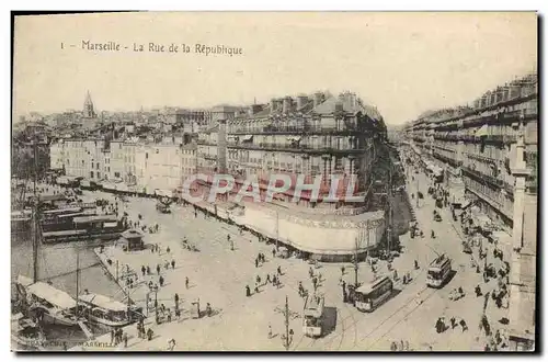 Ansichtskarte AK Marseille La Rue De La Republique Tramways