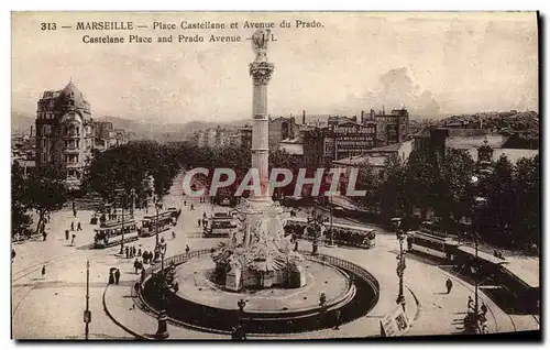 Ansichtskarte AK Marseille Place Castellane Et Avenue du Prado Tramway