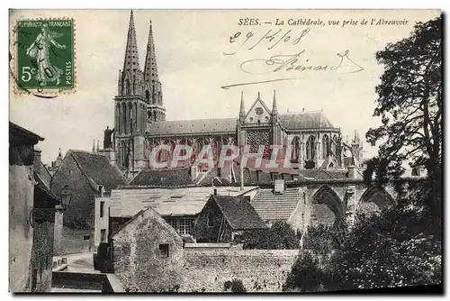 Cartes postales Sees La Cathedrale Vue Prise De I'Abreuvoir