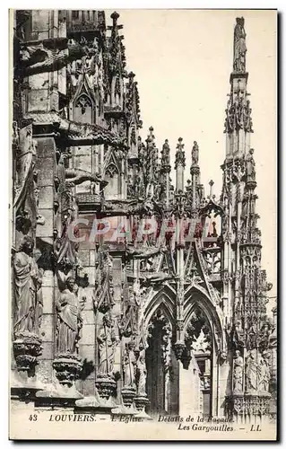 Cartes postales Louviers L'Eglise Detalis De La Facade les gargouilles