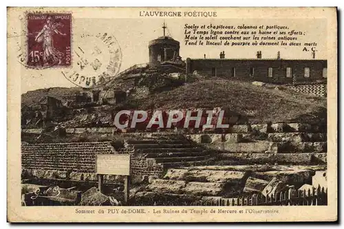 Cartes postales Sommet Du Puy De Dome Les Ruines Du Temple de Mercure et l&#39observatoire