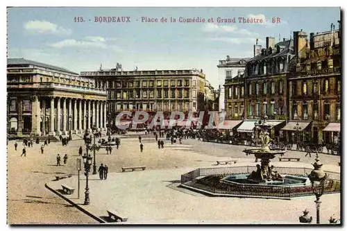 Cartes postales Bourdeaux Place De La Comedie Et Grand Theatre