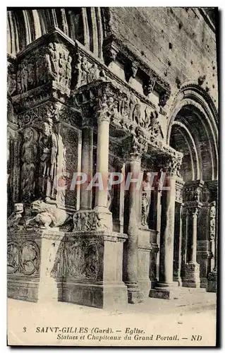 Cartes postales Saint Gilles Eglise Statues et chapiteaux du grand portail