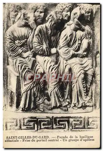 Cartes postales Saint Gilles Du Gard Facade De La Basilique abbatiale Frise du portail central Un groupe d'ap