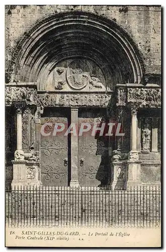 Cartes postales Saint Gilles Du Gard Le Portail De I'Eglise Porte centrale
