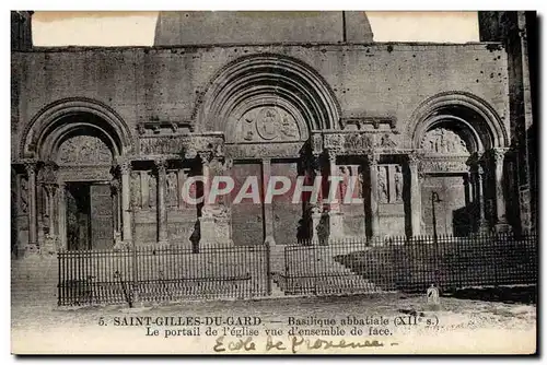 Cartes postales Saint Gilles Du Gard Basilique Abbatiale Le portail de l&#39eglise vue d&#39ensemble de face