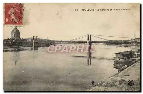 Cartes postales Toulouse La Garonne Et Le Pont Suspendu