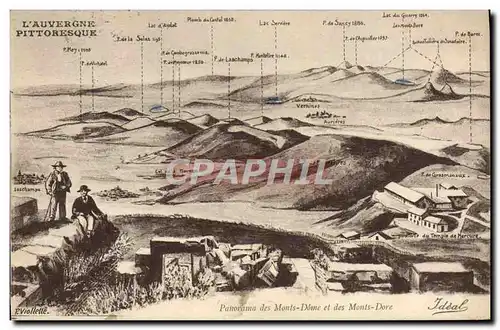 Cartes postales Panorama Des Monts Dome Et Des Monts Dore