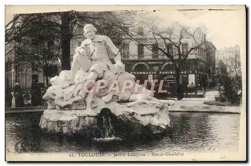 Cartes postales Toulouse Jandin Lafayette Statue Goudelin Pharmacie parisienne