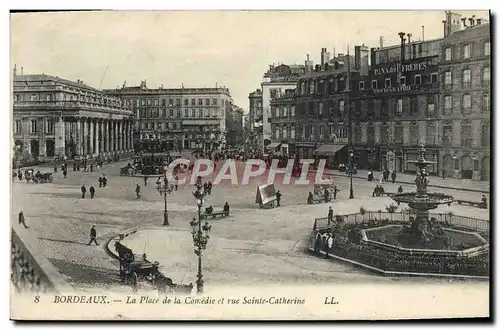 Cartes postales Bordeaux La Place de la Couredie et rue Sainte Catherine