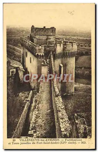 Cartes postales Villeneuve Les Avignon Fortifications et tours jumelles du Fort Saint Andre