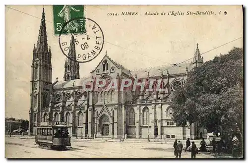 Ansichtskarte AK Nimes Abside De I&#39Eglise Ste Baudille Tramway Byrrh