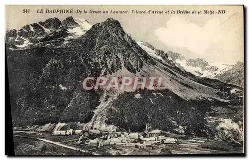 Cartes postales Le Dauphine De la Grave au Lautaret Villard d&#39Arene et la breche de la meije