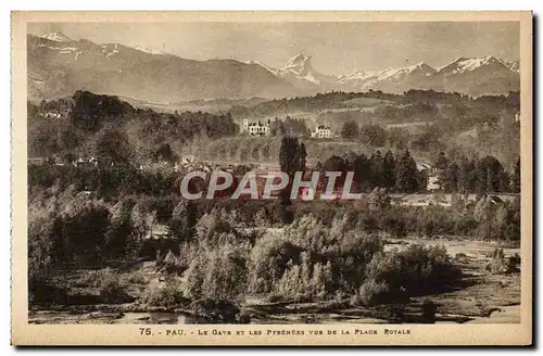 Cartes postales Pau Le Gave Et Les Pyrenees vus de la Place Royale