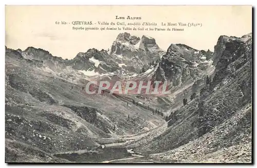 Cartes postales Queyras Vallee du Guil au dela d'Abries Le Mont Viso Pyramide qui domine la vallee et les pla