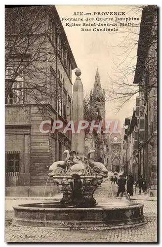 Ansichtskarte AK Aix en Provence Fontaine des Quatre Dauphins Eglise Saint Jean de Malte Rue Cardinale